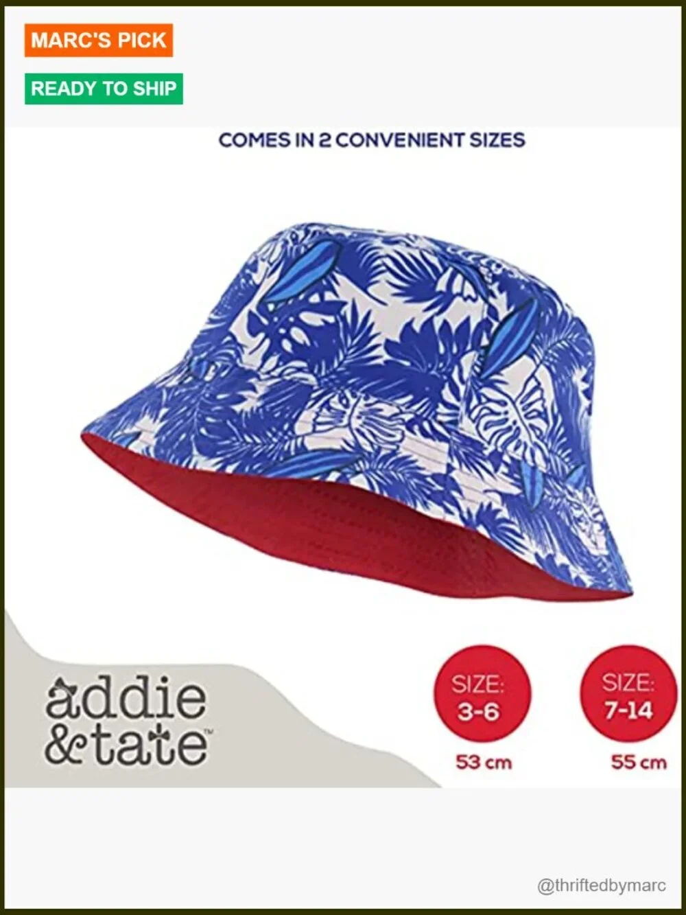 Reversible Bucket Hat for Kids, UPF 50+ Sun Protection